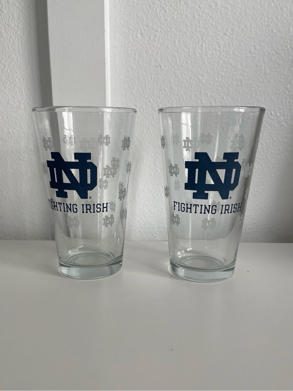 Notre Dame Fighting Irish Two-Pack 16oz. Pint Pub Drinking Glass All Over Print